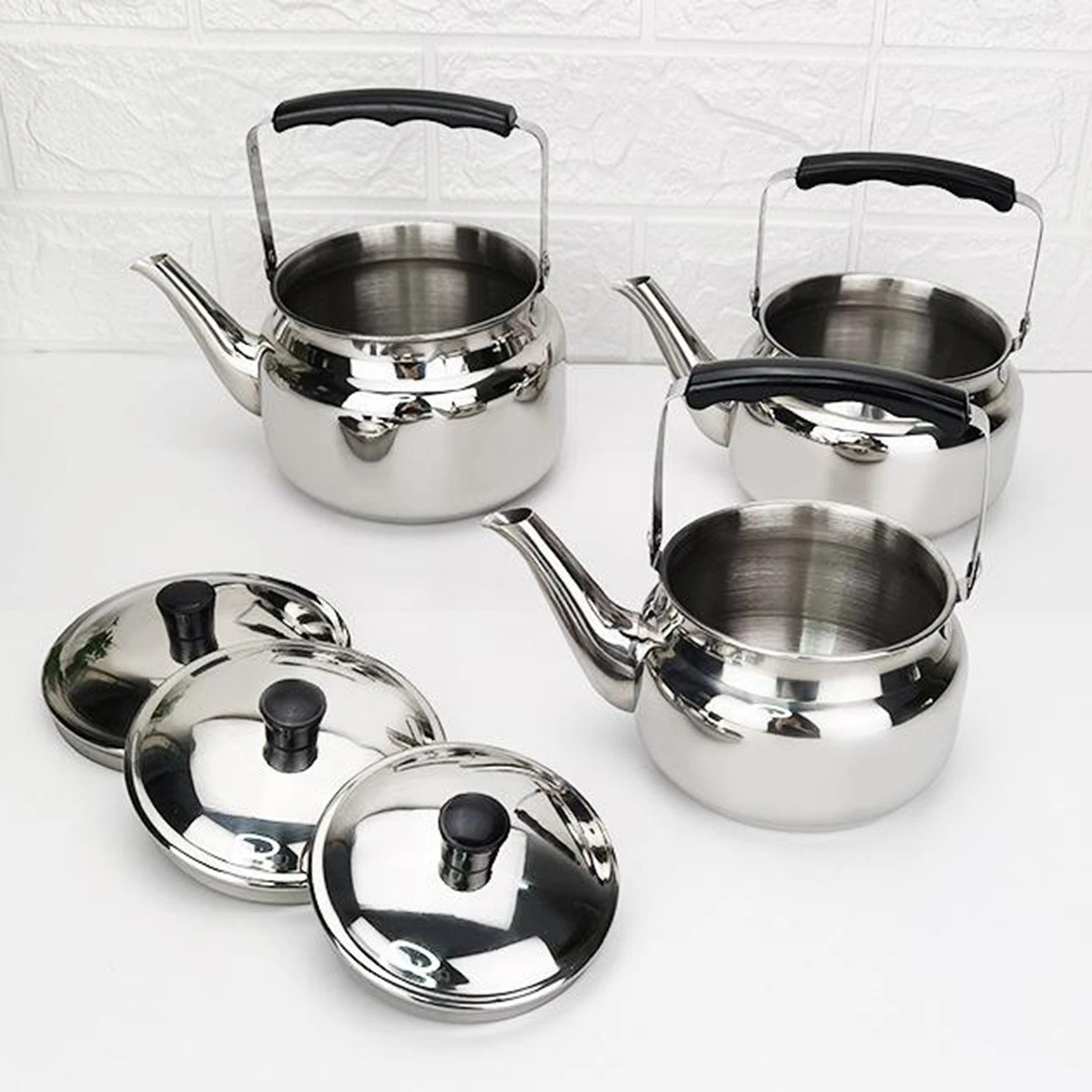 

Stainless Steel Water Kettle Water Tea Pot Kettle Stovetop Camping Silver