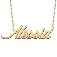 alessia name necklace for women stainless steel jewelry 18k gold plated nameplate pendant femme mother girlfriend gift