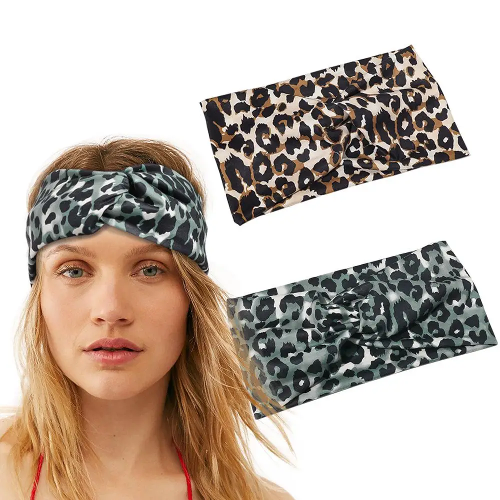 

Hairband Fashion Leopard Print Cross Hairband Face Wash Makeup Wide Side Headband
