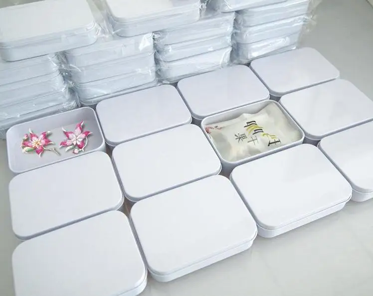 

200pcs/lot Free Dhl/fedex Shipping 110*80*25mm Rectangle White Tea Tin Box Mint Pill Candy Jewelry Storage Box Wholesale