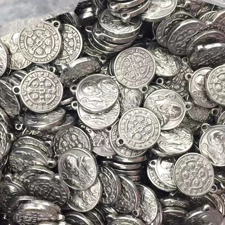 Нержавеющая сталь Святого Бенедикта Nursia патрон против зла крест медаль античный