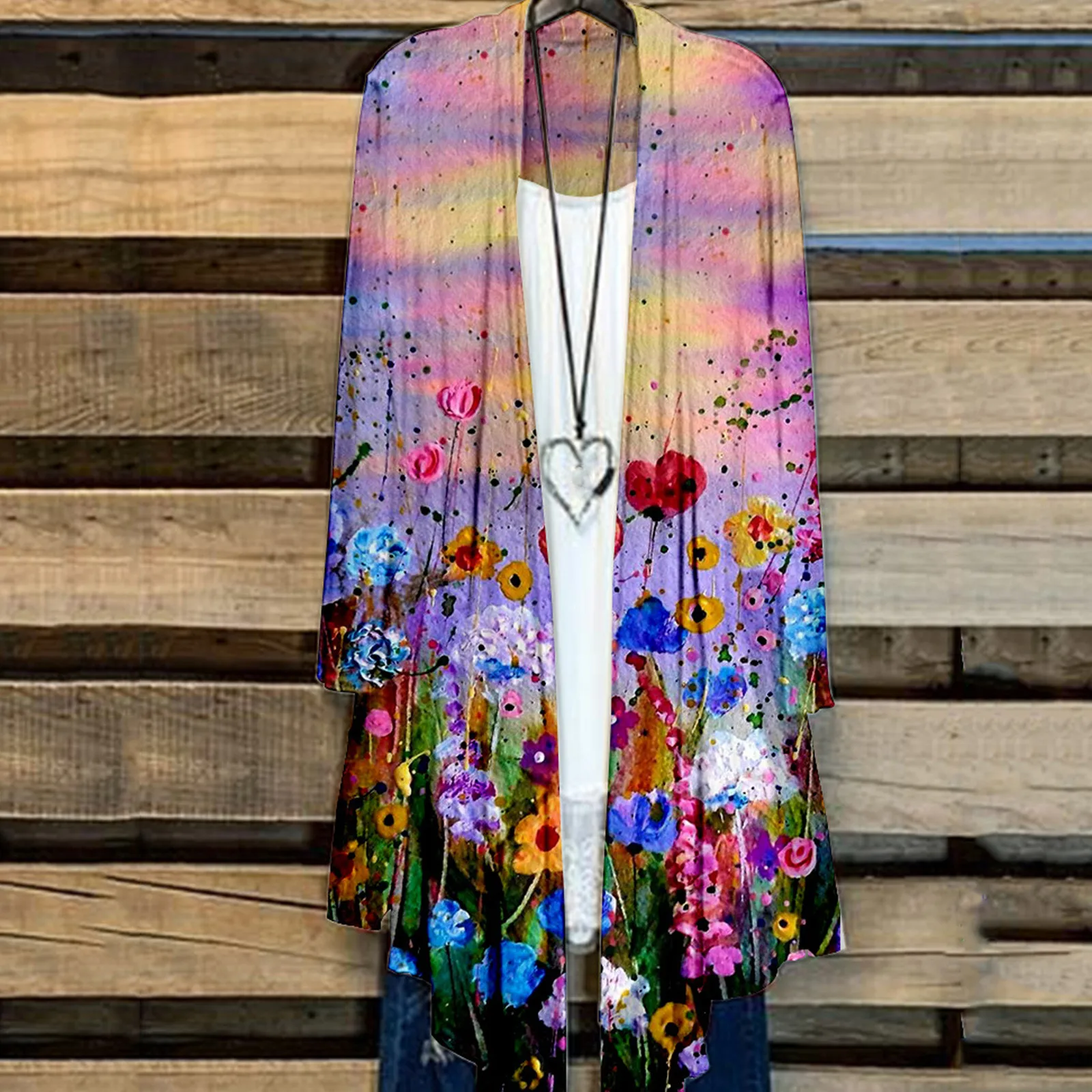 

Женские шифоновые длинные рубашки, шаль, кимоно с цветочным принтом, кардиган, блузка, пляжная одежда, винтажная Женская одежда с длинным ру...