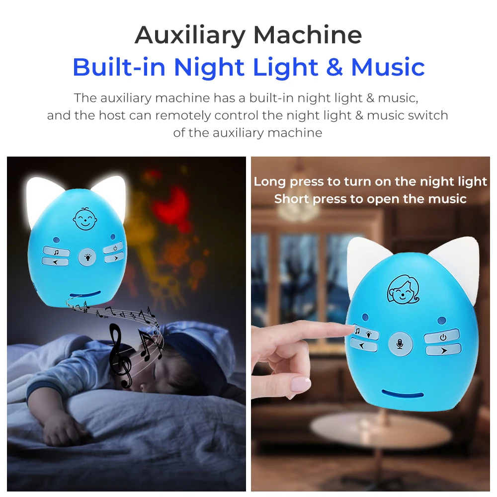 Baby Monitor Wireless Two-Way Audio Walkie Phone Alarm Kids Babysitter Radio Nanny Intercoms with Night light Music monitor bebe |