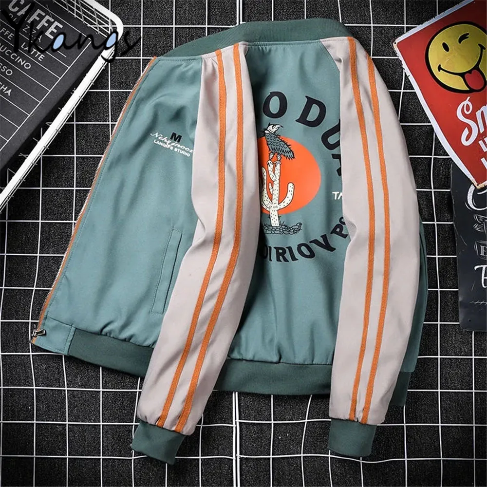 

Cartoon Print Zipper Pockets Quilted Baseball Uniform Autumn Winter Cotton Lined Padded Coat Women Harajuku Casual Bomber Jacket