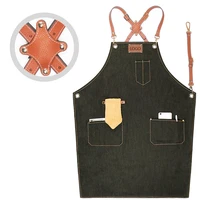 denim apron craftsman leather goods shop western restaurant coffee maker haircut work clothes custom logo