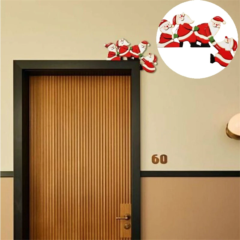 

Christmas Door Frame Decoration Santa Claus Christmas Elk Wooden Decoration Wood Trim Xmas Door Decor for Home Door Frame