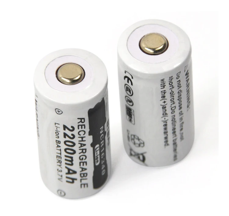 

16340 3.7V 2200mAh Lithium Li-ion Battery 3.7V CR123 for Laser Pen LED Flashlight Cell CR123A Rechargeable Batteries