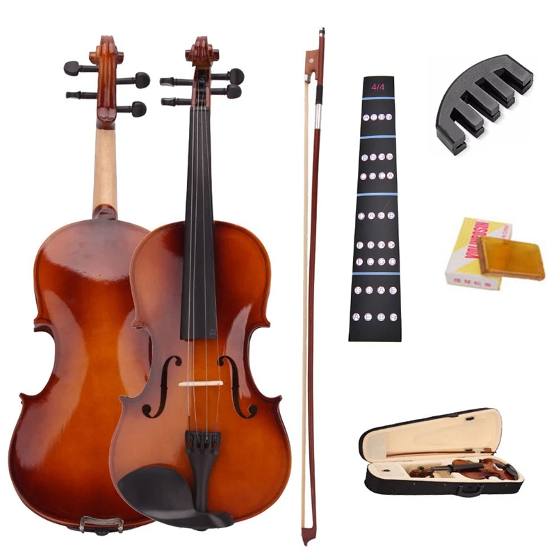 4/4 Full Size Natural Acoustic Violin Fiddle With Case Bow Rosin Mute Stickers | Спорт и развлечения