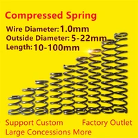 10pcs wire dia 1 0mm 65mn cylidrical coil compression micro small spring return pressure compressed spring steel length 10 100mm