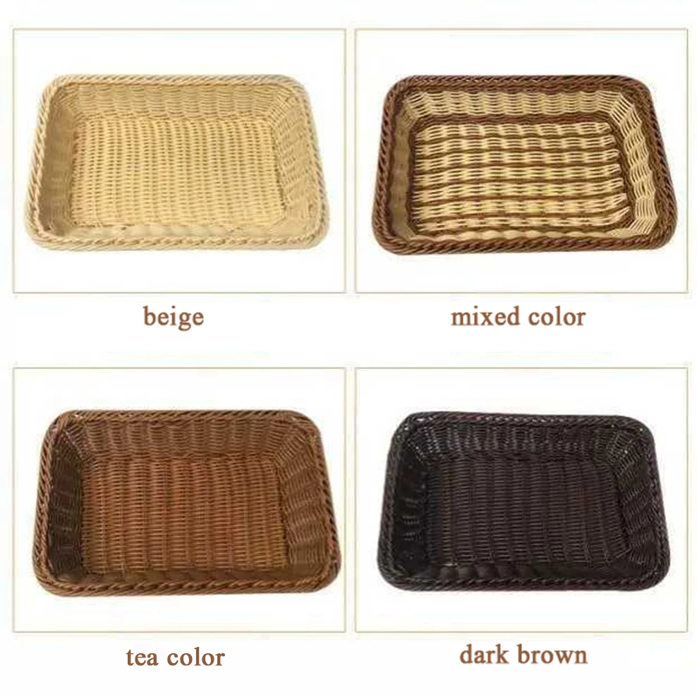 Simulation Rattan Bread Basket Dried Fruit Storage Supermarket Display Snack Plate Home Plastic | Дом и сад