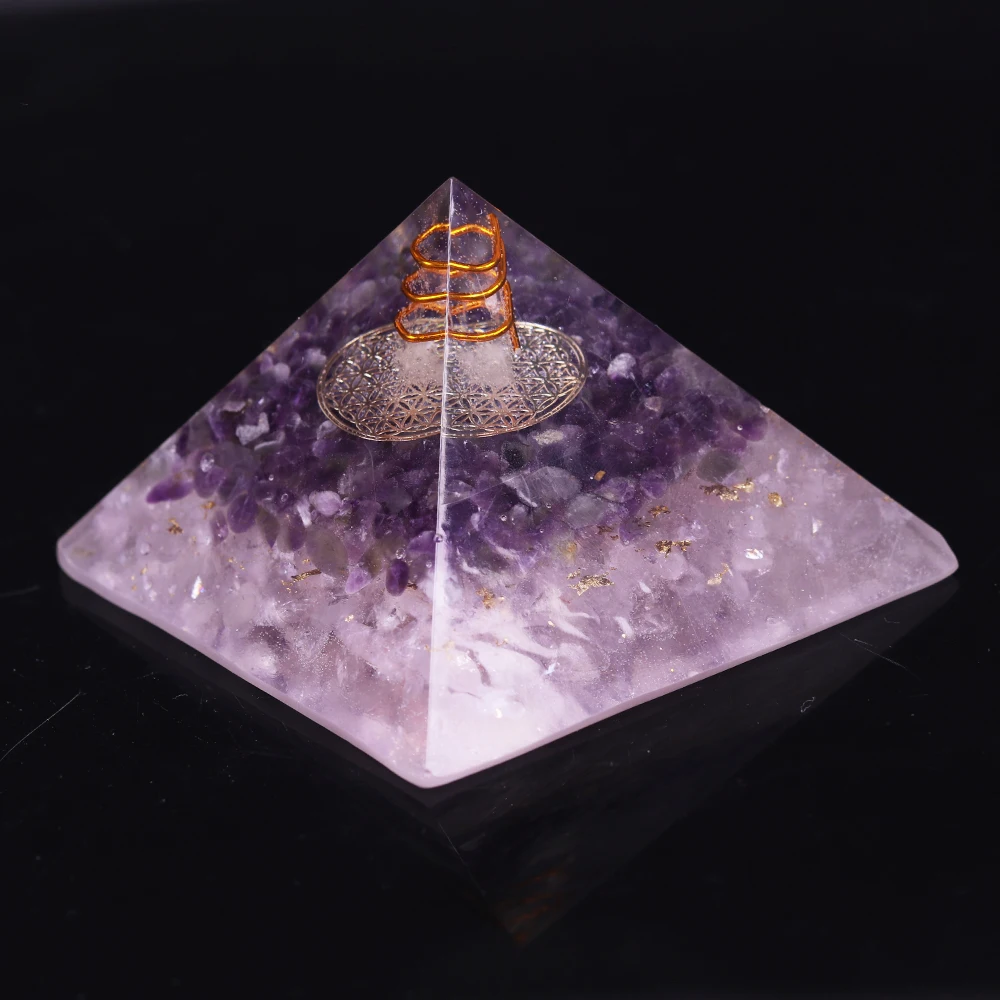 Натуральный Аметист оргонит пирамида преобразователь энергии ОРГОН аура чакра