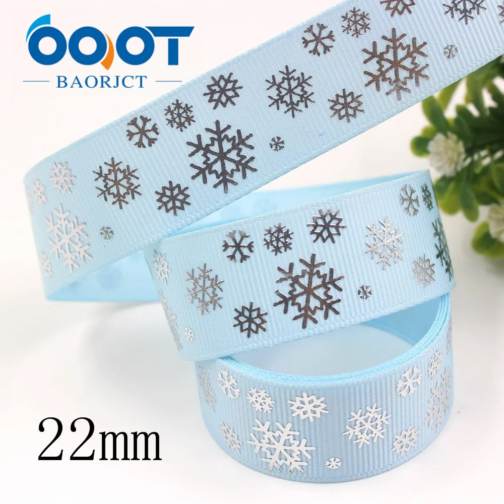 Рождественская лента с серебряной снежинкой 7/8 '' 10 ярдов|Ленты для шитья| |
