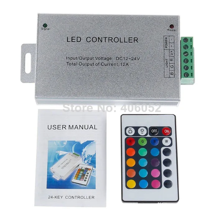 

100pcs/lot Aluminum shell 24 key ir led rgb controller 12v - 24v for 5050/3528 led strip light and RGB LED module