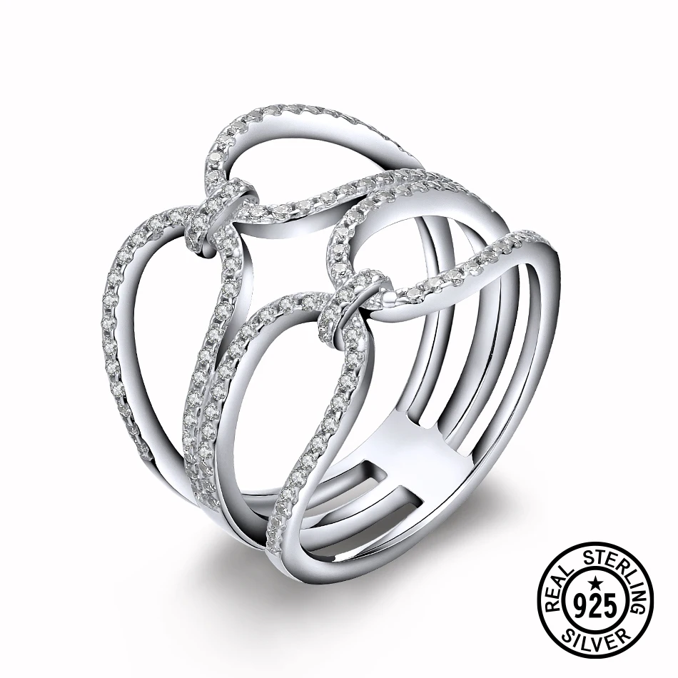 Натуральная 925 стерлингового серебра простой стекируемые кольца для женщин с