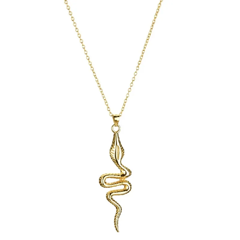 

925 Sterling Silver Snake Shaped Gold Color Pendant Necklace European and American Fashion Luxury Gold Chain Women Necklace