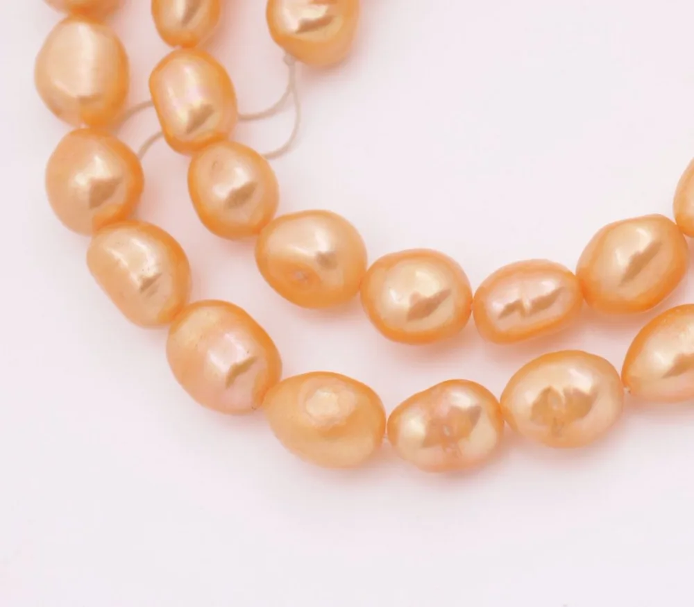 

8mmX10mm-11mm Orange baroque pearl loose beads jewelry making 14.5 inches