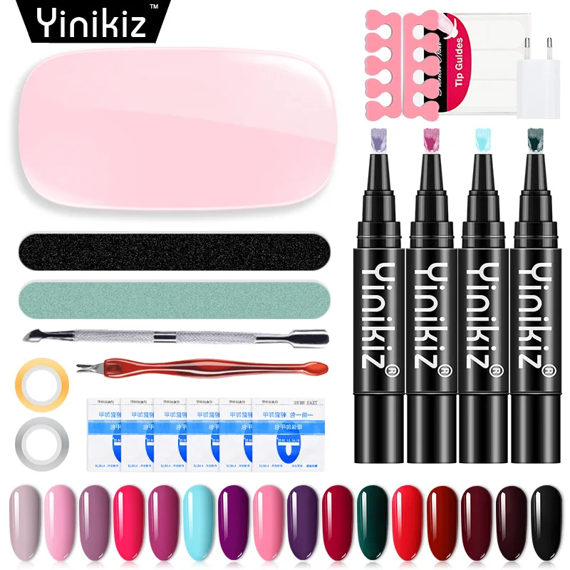 Yinikiz 25 шт./упак. Uv One Step гель фотоэлемент 4 шт. 3 в 1 Гель лак ручка Набор для дизайна