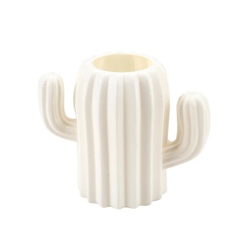 

Creative Plastic Vase Simple Solid Color Home Decor European-style Ceramic Cactus Flower Arranging Device Decoration Pen Holder