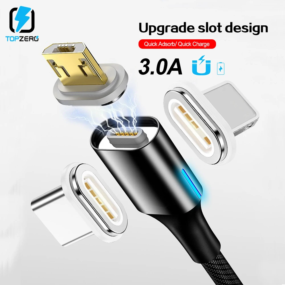 Магнитный кабель 3A для быстрой зарядки, кабель Micro USB type C для Android iPhone X XS MAX XR, магнитный usb-кабель для зарядки, нейлоновый шнур для передачи данных