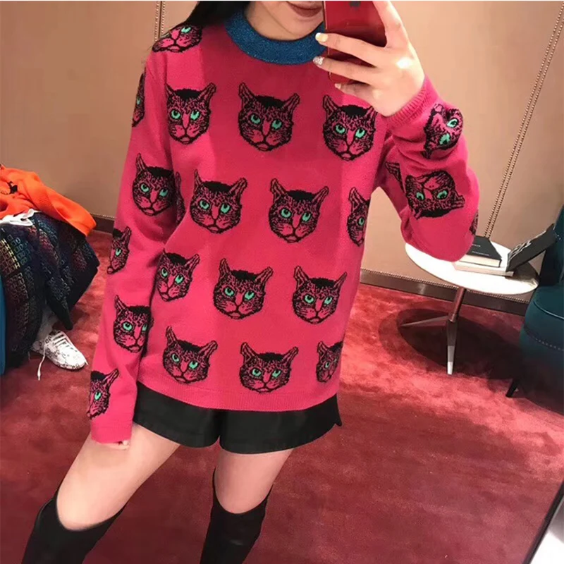 Осенне-зимний вязаный свитер 2019 Женские Жаккардовые с длинным рукавом