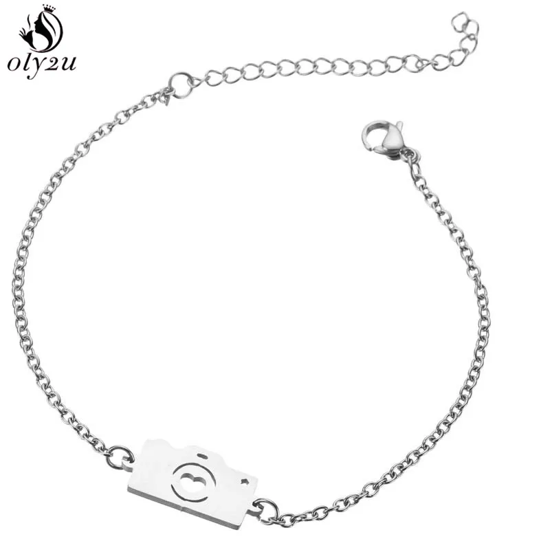 SL290S Oly2u винтажные серебряные подвески для камеры браслеты с подвесками для женщин ювелирные украшения, как на фото браслет лучший подарок для фотографического любовника bileklik - Окраска металла: SL290S