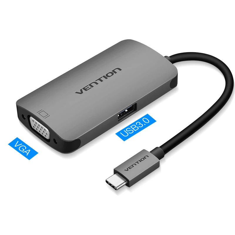 Vention USB C к VGA адаптер USB 3,1 к VGA конвертер USB 3,0 концентратор для MacBook samsung Galaxy S8/S9 huawei P20 Pro USB-C VGA концентратор - Цвет: CGJHA