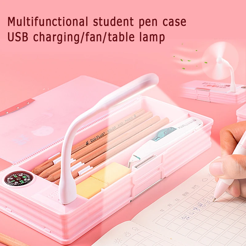 Многофункциональный чехол для ручки учеников и школы с USB-зарядкой вентилятором
