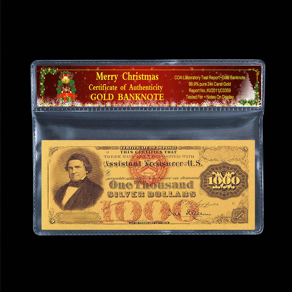 Коллекционная памятная монета 1878 доллар США 1000 банкнота 24k позолоченная
