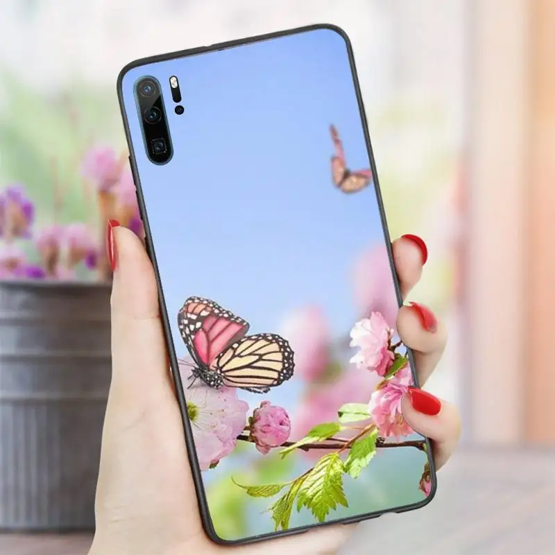 

Flying Butterfly beautiful flower Phone Case For Huawei honor Mate P 10 20 30 40 i 9 8 pro x Lite smart 2019 nova 5t