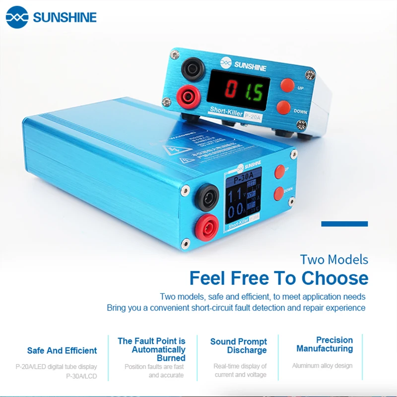 SUNSHINE P-20A/P-30A Обнаружение короткого замыкания для различных мобильных телефонов и компьютеров