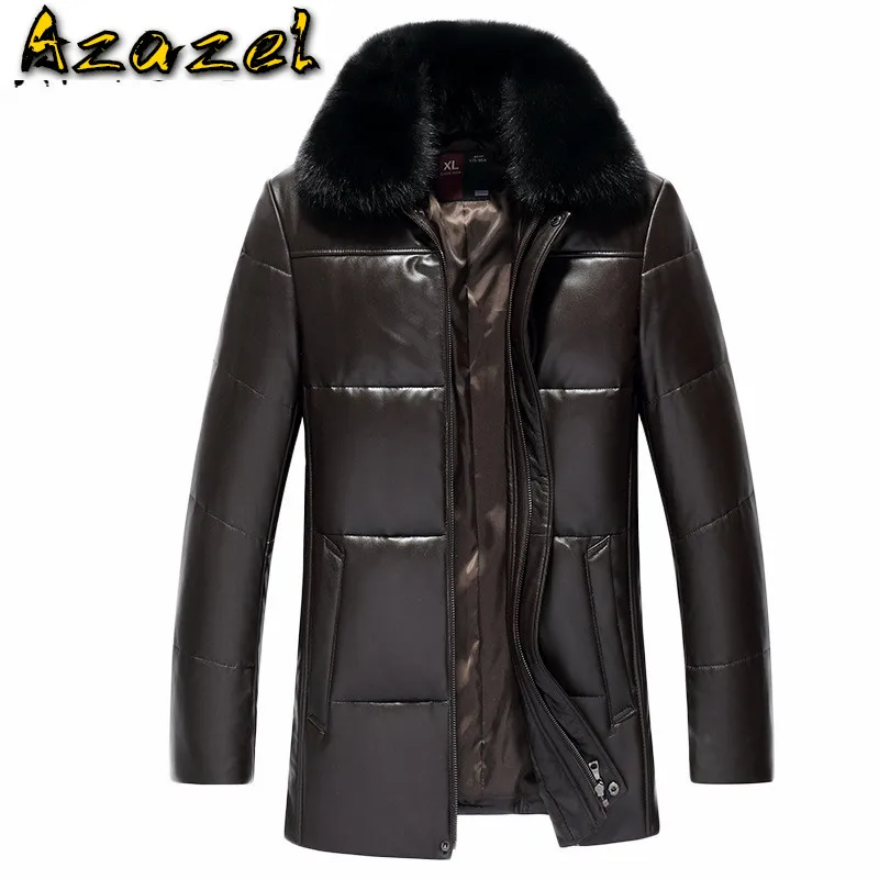 

Мужская зимняя пуховая куртка Azazel из натуральной кожи, пальто из овечьей шкуры с норковым меховым воротником, мужская куртка 81S18001 YY264