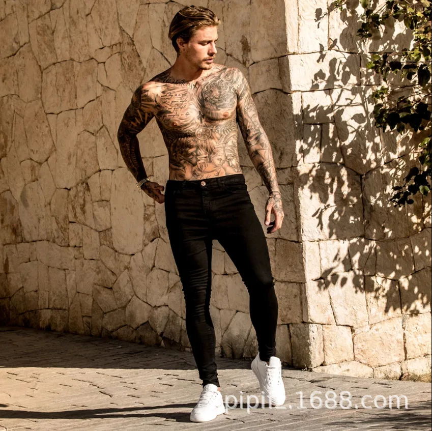 

Elastic Men'S Jeans, Tight Men'S Jeans, Tearing Designed Pants, Street Clothes, Blue Men'S Jeans 2020