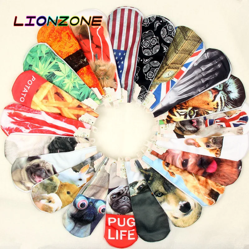 LIONZONE/милые носки с 3D принтом модные изображением животных кошек мультяшных