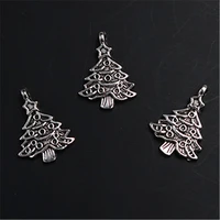 10pcs silver color christmas tree alloy pendant diy charm bracelet necklace jewelry carfts making 2824mm a1360