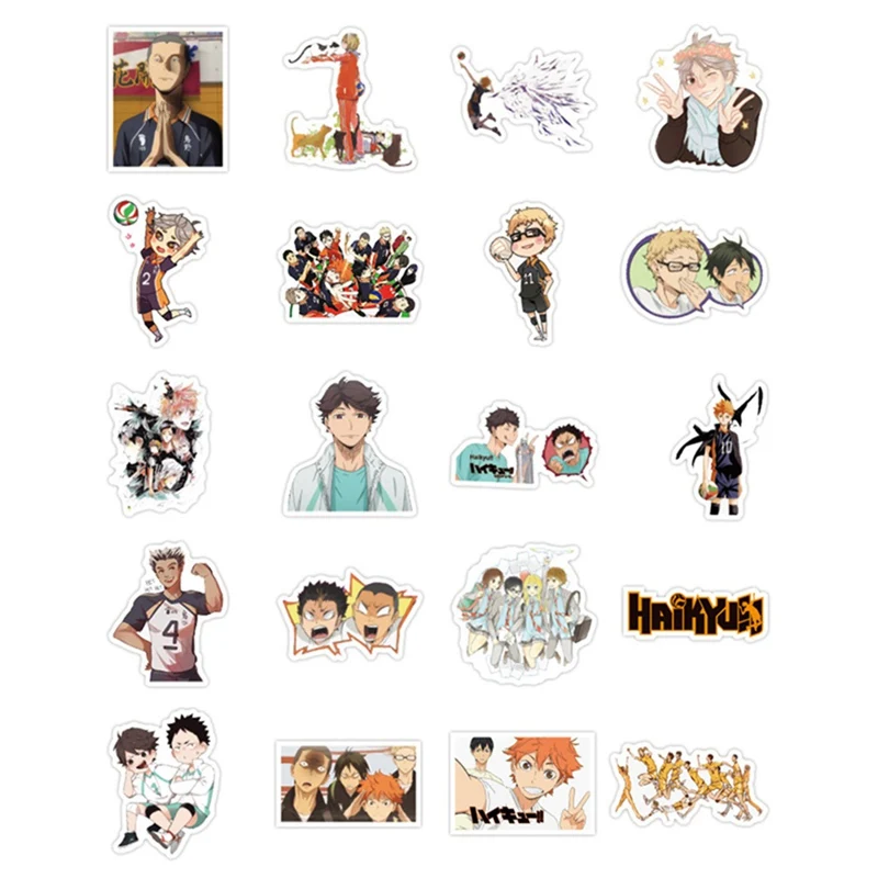 

100Pcs/Pack Funny Skateboard Laptop Guitar Waterproof Cartoon Anime Haikyuu Stickers Luggage Graffiti Cute Sticker Kids Toys