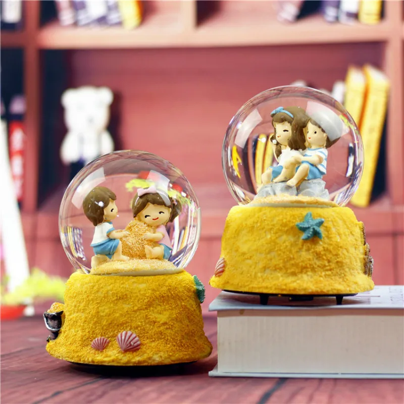 Стеклянная музыкальная шкатулка для влюбленных с кристаллами 10*15 8 см украшение