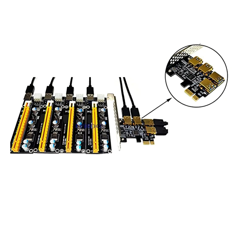 4 шт. PCI-E Экспресс 1X до 16X Райзер 009S адаптер карты PCIE 1 на 4 слота порт множителя карты для майнинга биткоинов BTC от AliExpress RU&CIS NEW