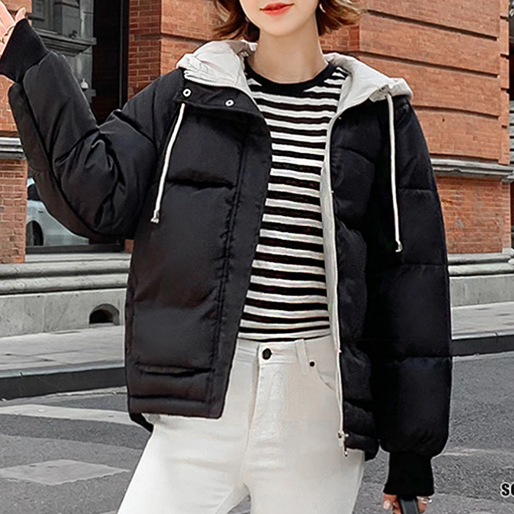 Женские модные парки с капюшоном пуховик на шнуровке толстое теплое пальто