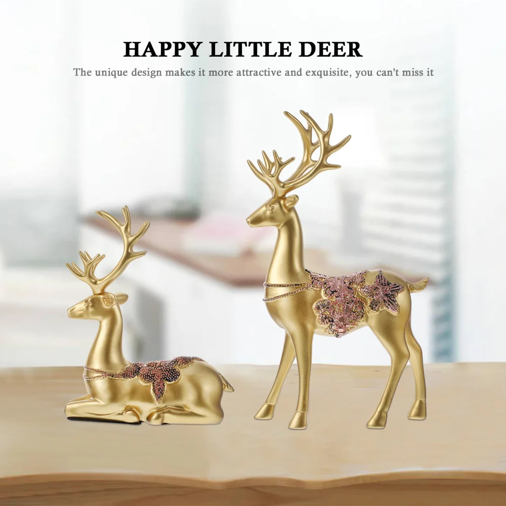 

1 pair of Delicate Elk Desktop Adornment Tabletop Deer Ornament Elk Decor