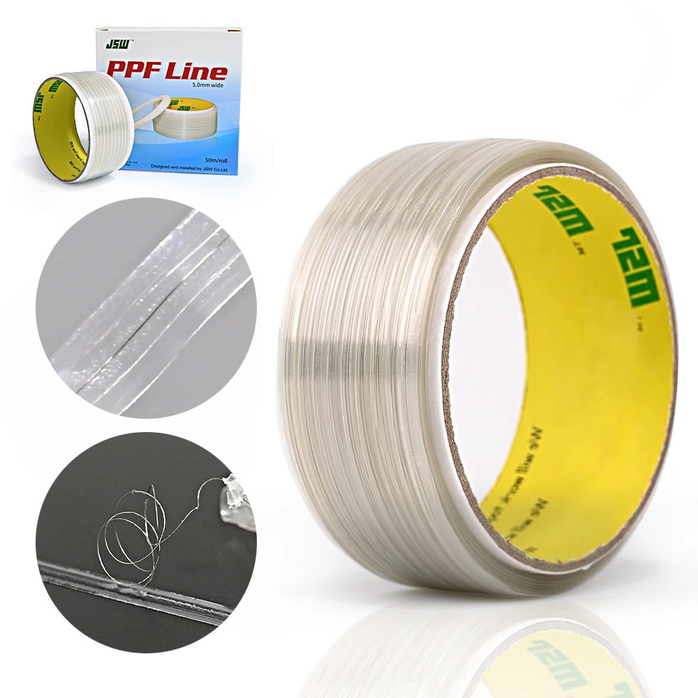 

FOSHIO 50 Meter Knifeless Steel Design Cutting Line for Car Protective Film PPF Rubber Scraper Vinyl Decal Sticker Styling Tools