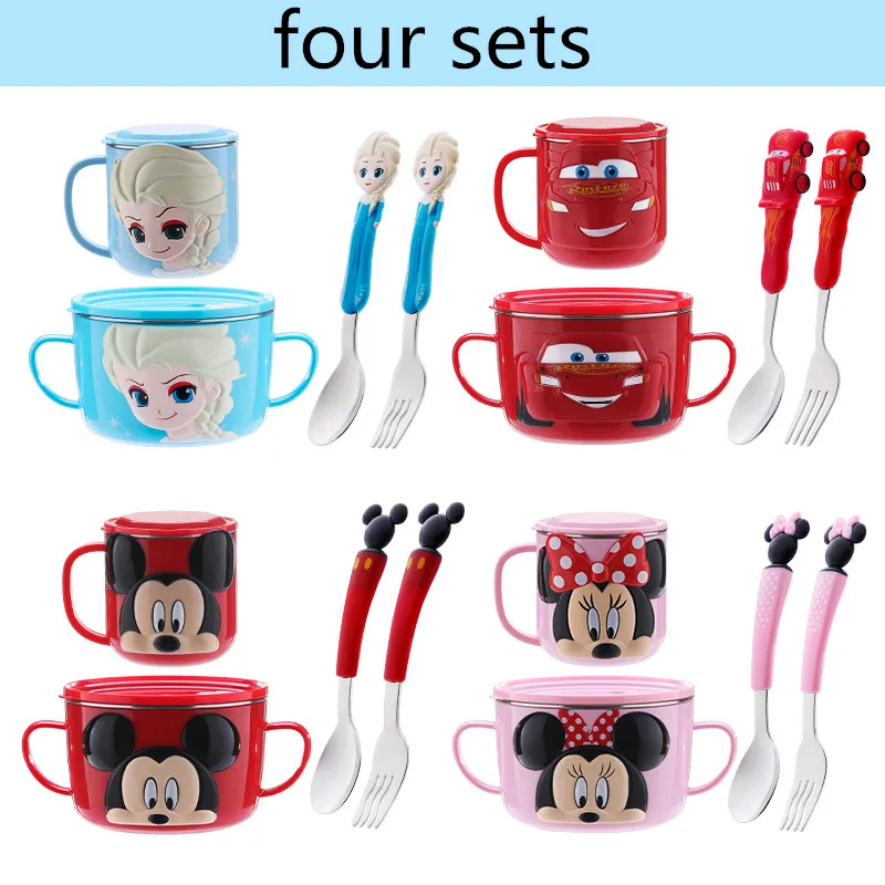 Дисней мультфильм Микки Минни Ланч бокс из нержавеющей стали детские чаши наборы