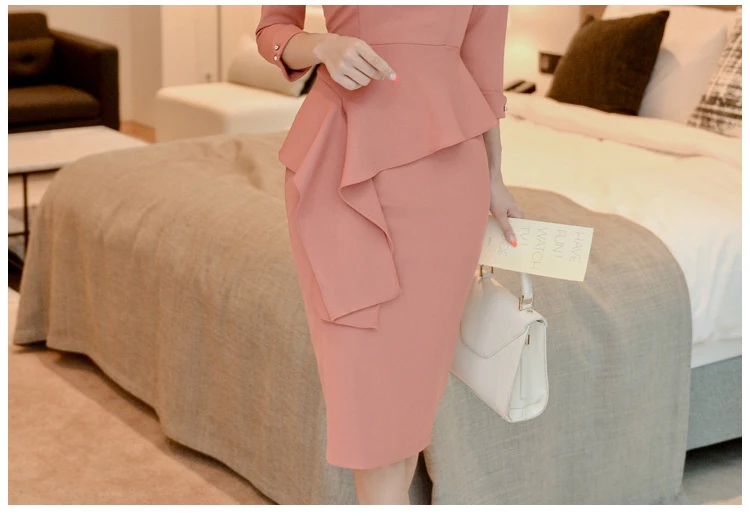 

Spring New Women Elegant Pink Square Collar Ruffle Slim Bodycon Evening Party Formal Work Dresses Autumn Vestidos