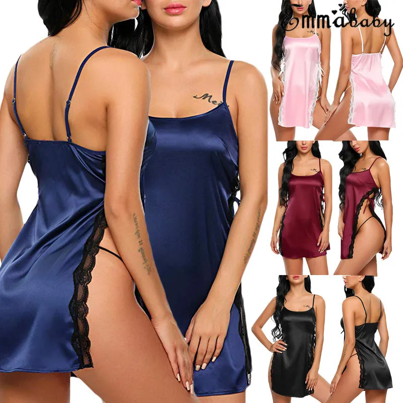 Шелковое сексуальное платье с Боковым Разрезом эротическое нижнее белье на