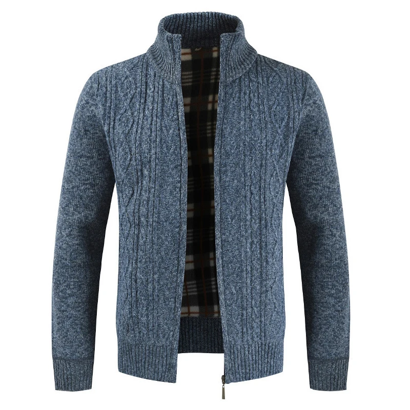 Мужской толстый флисовый зимний свитер кардиган Осенний вязаный Повседневный на