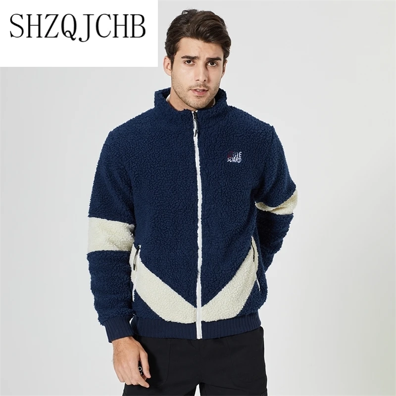 

Thick Winter Warm Men Bomber Jacket Casual Solid Splice Lambswool Outwear Coat Mens Windproof Fleece Military Jackets Outdoor