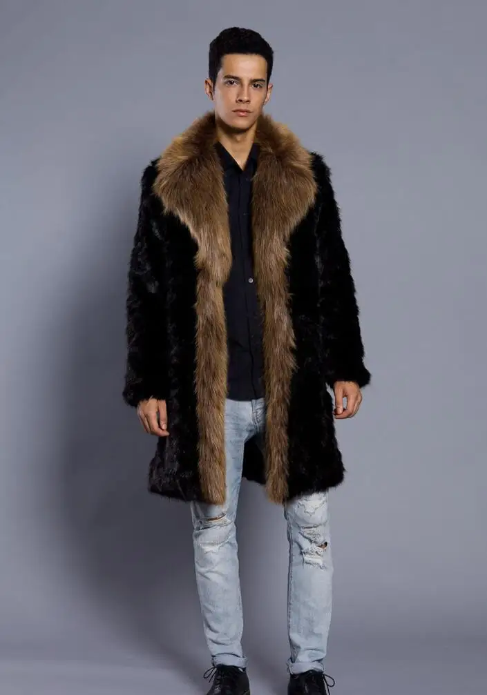 Осенняя куртка из искусственной кожи Мужская зимняя плотная теплая кожаная с