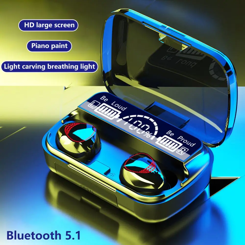 

Беспроводные стереонаушники V5.1 с поддержкой Bluetooth, водонепроницаемые спортивные наушники-вкладыши, гарнитура с зарядным боксом 3500 мАч, нау...
