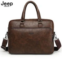 jeep buluo high quality 14 in laptop business bag men briefcases for man handbags split leather office large capacity bags