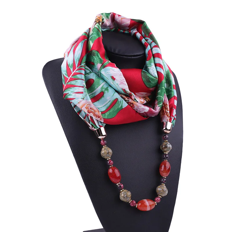 

Chiffon Fashion Apparel Accessories Luxury Scarf Printing Ring Shawls Pendants Stone Harajuku Summer Necklace Stoles