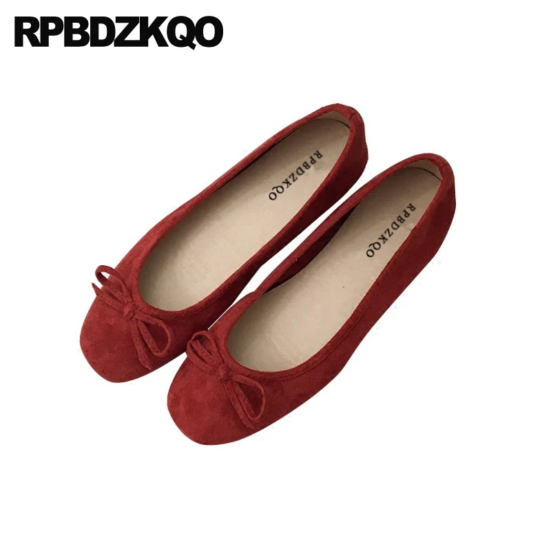 Лакированная кожа дизайнерские балетки в китайском стиле из замши с бантом без